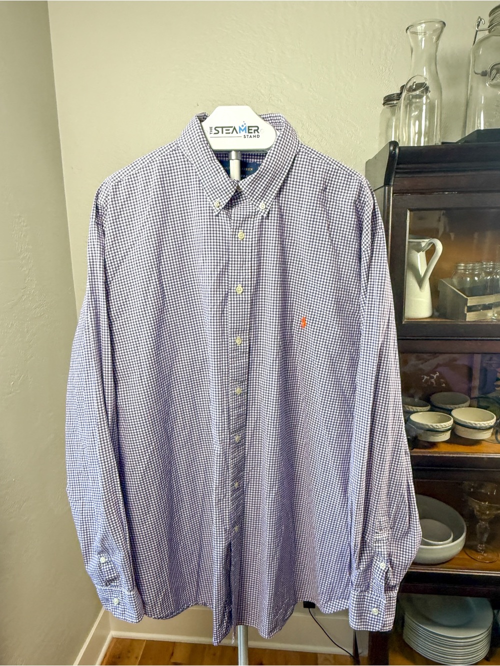 Ralph Lauren Classic Fit Purple Gingham Button-Down Cotton Shirt Size 3XLT Tall